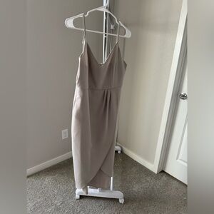 CMZ2005 Backless Deep V-Neck Slit Satin Dress